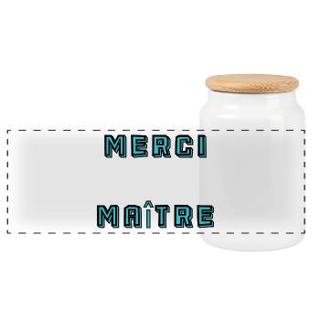MASTER. THANK YOU. THANK YOU, MASTER. MASTER. MASTER GIFT - Panoramic Cookie Jar with Wooden Lid - white - Front
