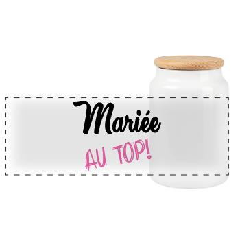 WEDDING. HEART. COUPLE. JUST MARRIED. Bachelorette party - Panoramic Cookie Jar with Wooden Lid - white - Front