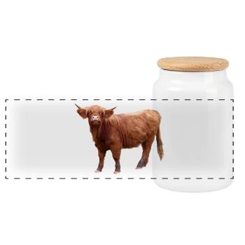 Scottish Highland cattle - Panoramic Cookie Jar with Wooden Lid - white - Front