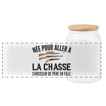 chasseur née pour aller à la chasse père et fille - Boîte à biscuits avec couvercle en bois - blanc - Devant