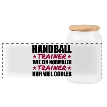 Handballtrainer sind viel cooler - Panorama Keksdose mit Holzdeckel - Weiß - Vorne