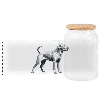 Labrador Retriever - Autocollant Chien de compagnie - Boîte à biscuits avec couvercle en bois - blanc - Devant