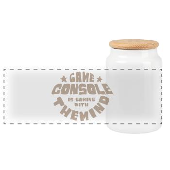 Retro Game Console for real gamers - Panoramic Cookie Jar with Wooden Lid - white - Front
