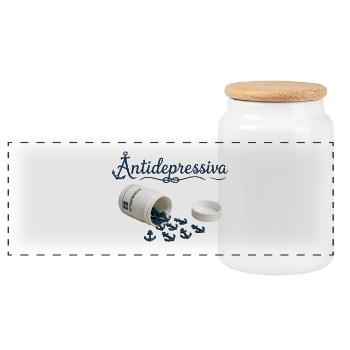 Antidepressive Anker Glitter Logo - Panorama Keksdose mit Holzdeckel - Weiß - Vorne