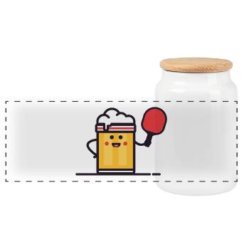 beer pong - Boîte à biscuits avec couvercle en bois - blanc - Devant