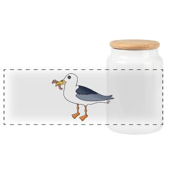 Seagull and Wattwurm Wattn Team - Panoramic Cookie Jar with Wooden Lid - white - Front