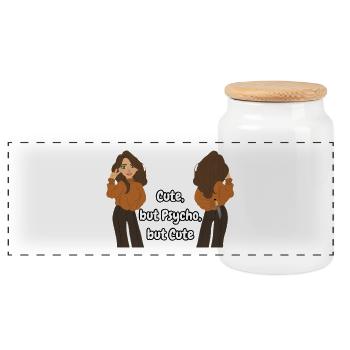 Mignon, mais psychopathe, mais mignon - Boîte à biscuits avec couvercle en bois - blanc - Devant