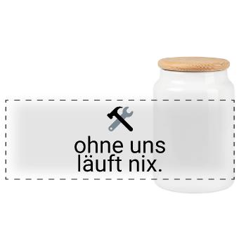 Ouvriers du bâtiment et artisans - Rien ne fonctionne sans nous ! - Boîte à biscuits avec couvercle en bois - blanc - Devant