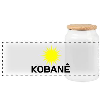 Kobane_Kurdistan_Sonne - Boîte à biscuits avec couvercle en bois - blanc - Devant