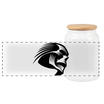 Skull modern art (cool skull) - Panoramic Cookie Jar with Wooden Lid - white - Front
