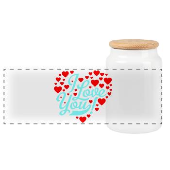 i love you - Panoramic Cookie Jar with Wooden Lid - white - Front