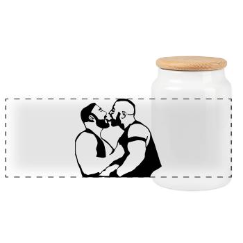 bearkiss3 - Panorama Keksdose mit Holzdeckel - Weiß - Vorne