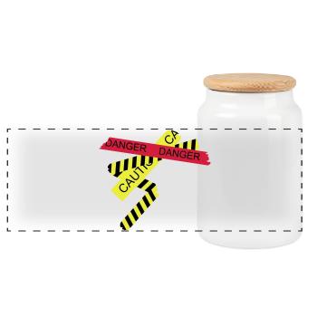 danger - Panoramic Cookie Jar with Wooden Lid - white - Front