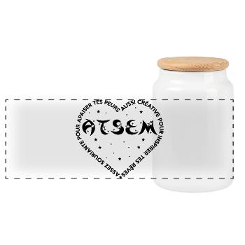 ATSEM CŒUR SOURIANTE - Boîte à biscuits avec couvercle en bois - blanc - Devant