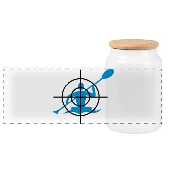 Canoeing in the crosshairs - Panoramic Cookie Jar with Wooden Lid - white - Front