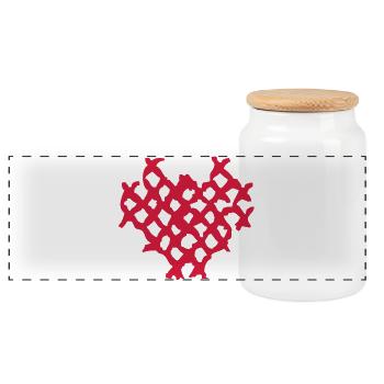 Waffle heart - Panoramic Cookie Jar with Wooden Lid - white - Front
