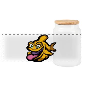 Piranha - Panoramic Cookie Jar with Wooden Lid - white - Front