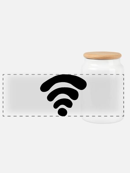 WiFi Woes: One Color Design - Panoramic Cookie Jar with Wooden Lid - white