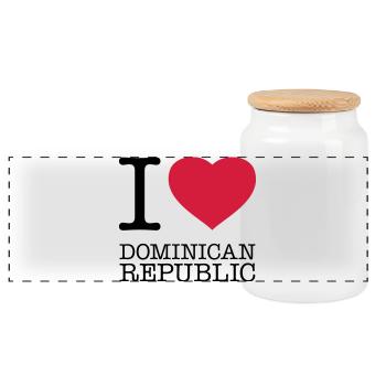 I LOVE DOMINICAN REPUBLIC Dominikanische Republik - Panorama Keksdose mit Holzdeckel - Weiß - Vorne
