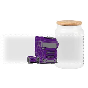 Camion, Camion, Camion, Voiture, Camionneur, Voiture, - Boîte à biscuits avec couvercle en bois - blanc - Devant