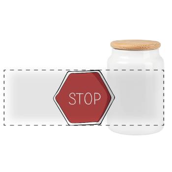 Stop - Panorama Keksdose mit Holzdeckel - Weiß - Vorne
