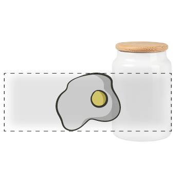 fried egg - Panoramic Cookie Jar with Wooden Lid - white - Front