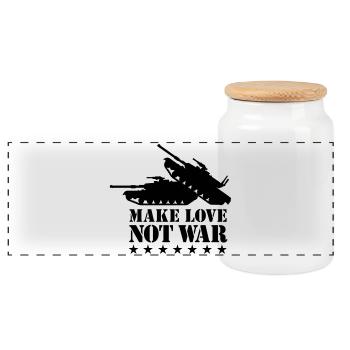Faites l'amour pas la guerre 1Clr - Boîte à biscuits avec couvercle en bois - blanc - Devant