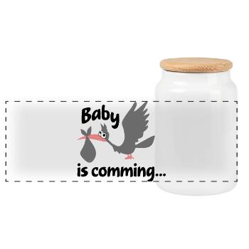 bébé - Boîte à biscuits avec couvercle en bois - blanc - Devant