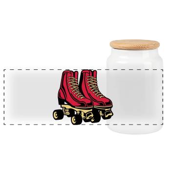 2541614 135123868 Roller Skate - Panorama Keksdose mit Holzdeckel - Weiß - Vorne