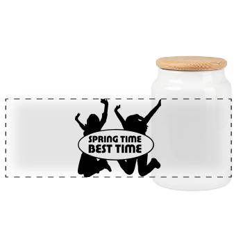 Printemps Printemps Fun Amis Cadeau - Boîte à biscuits avec couvercle en bois - blanc - Devant