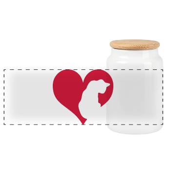 Chat - Boîte à biscuits avec couvercle en bois - blanc - Devant
