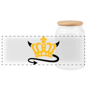 Devil | Queen | King | Königin | König | Crown | - Boîte à biscuits avec couvercle en bois - blanc - Devant