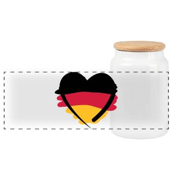 Deutschland Herz | German Heart | Art - Panoramic Cookie Jar with Wooden Lid - white - Front