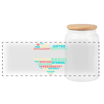Heart Puzzle Autism Shirt - Panoramic Cookie Jar with Wooden Lid - white - Front