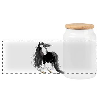 Shire Horse - Shire Horses - Kaltblut - Pferd - Panorama Keksdose mit Holzdeckel - Weiß - Vorne