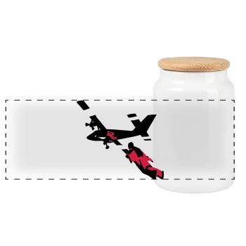 wingsuit_1 - Panoramic Cookie Jar with Wooden Lid - white - Front