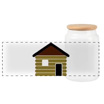 maison - Boîte à biscuits avec couvercle en bois - blanc - Devant