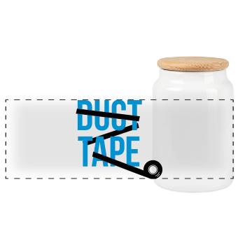 duct tape adhesive tape - Panoramic Cookie Jar with Wooden Lid - white - Front