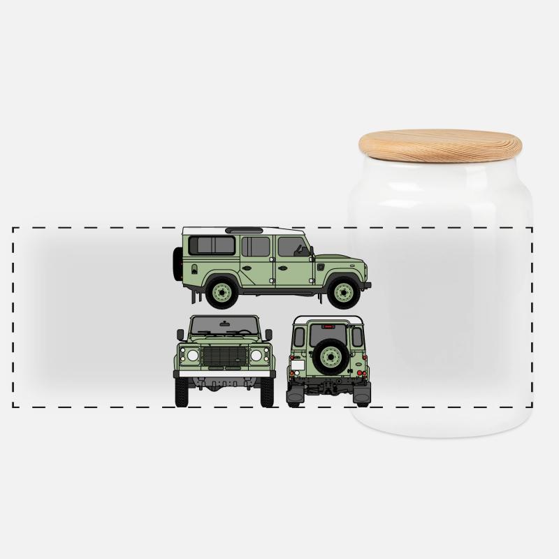 Defender 110 - Sides - Panoramic Cookie Jar with Wooden Lid - white