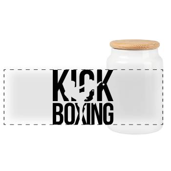 kick boxing kickboxen - Panorama Keksdose mit Holzdeckel - Weiß - Vorne