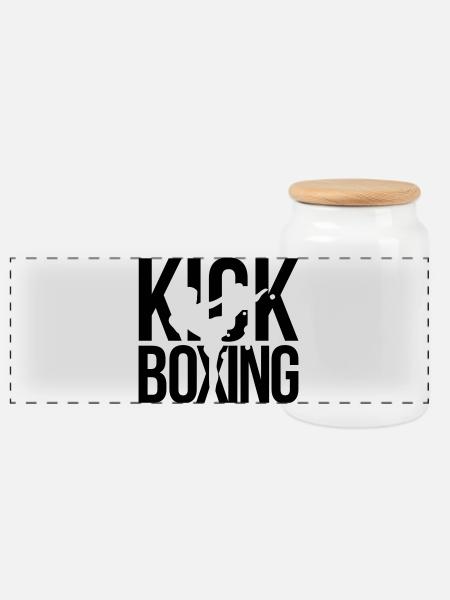 kick boxing kickboxen - Panorama Keksdose mit Holzdeckel - Weiß