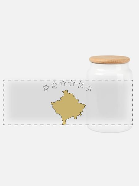 kosovo - Panorama Keksdose mit Holzdeckel - Weiß