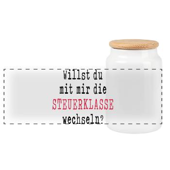 Heiratsantrag Verlobung Antrag Hochzeit Freundin - Panorama Keksdose mit Holzdeckel - Weiß - Vorne