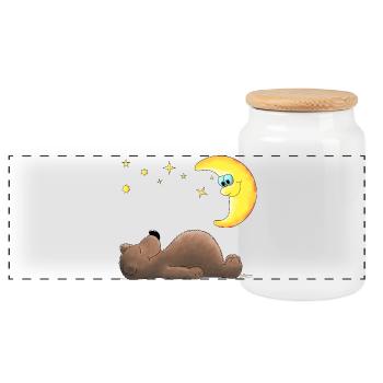 sweet teddy bear - Panoramic Cookie Jar with Wooden Lid - white - Front