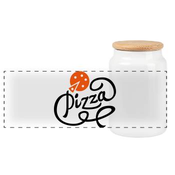 pizza - Panoramic Cookie Jar with Wooden Lid - white - Front