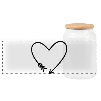 Heart arrow icons love force gift - Panoramic Cookie Jar with Wooden Lid - white - Front