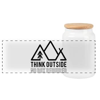 Pensez à l'extérieur sans citation requise - Boîte à biscuits avec couvercle en bois - blanc - Devant