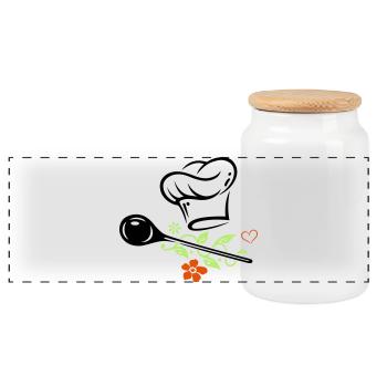 Cuillère en bois - Boîte à biscuits avec couvercle en bois - blanc - Devant