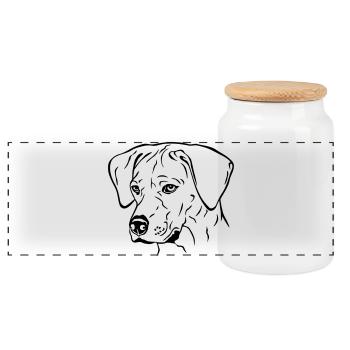Rhodesian Ridgeback Hündin Kopf schwarz - Panorama Keksdose mit Holzdeckel - Weiß - Vorne