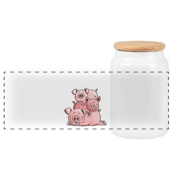 Little Booze I Fun Shirt Pigs Animals - Panoramic Cookie Jar with Wooden Lid - white - Front